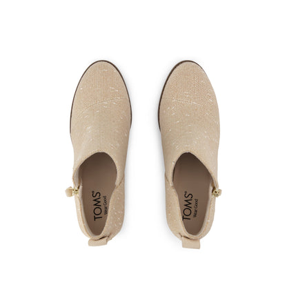 Goldie Wedge Ankle Bootie - Natural Slubby Metallic Twill Top View