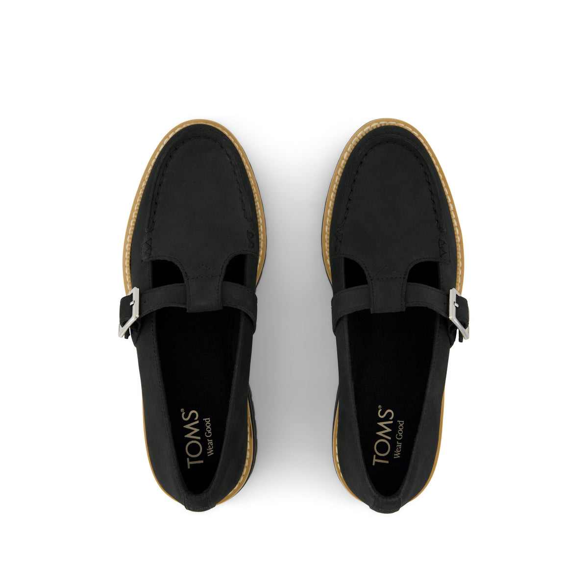 Cara Mary Jane Loafer - Black Nubuck Leather Top View
