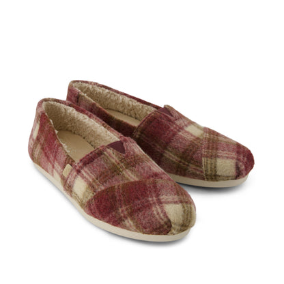 Alpargata Classic - Burgundy Cozy Plaid Front View