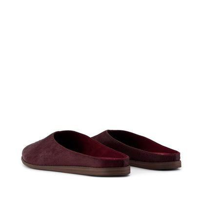 Amelia Mule - Dark Burgundy Hair Leather Back View