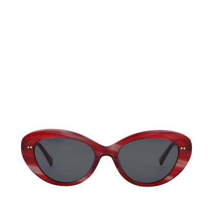 Luna Handcrafted Sunglasses - Striped Pomegranate-Grey Front View