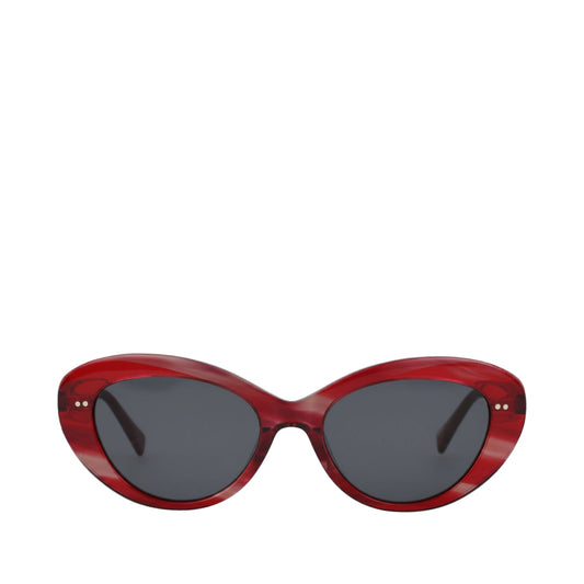 Luna Handcrafted Sunglasses - Striped Pomegranate-Grey Front View