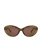 Luna Handcrafted Sunglasses - Striped Prairie-Brown Front View