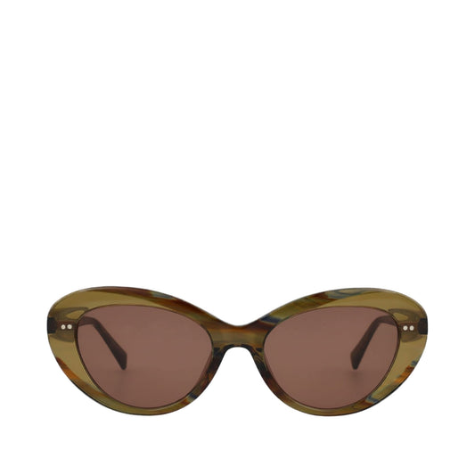 Luna Handcrafted Sunglasses - Striped Prairie-Brown Front View