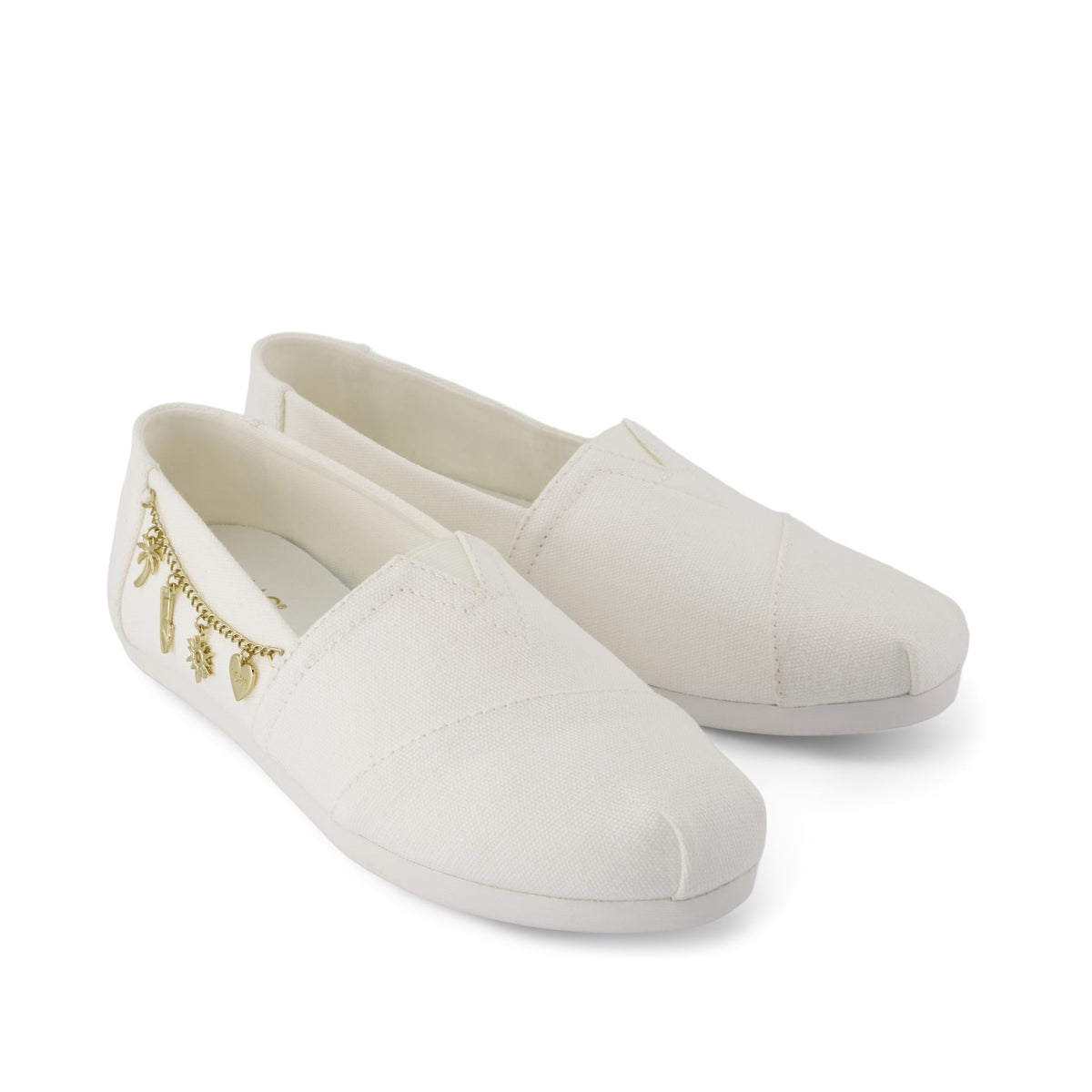 Alpargata Classic - White Recycled Cotton Canvas with Charms Front View