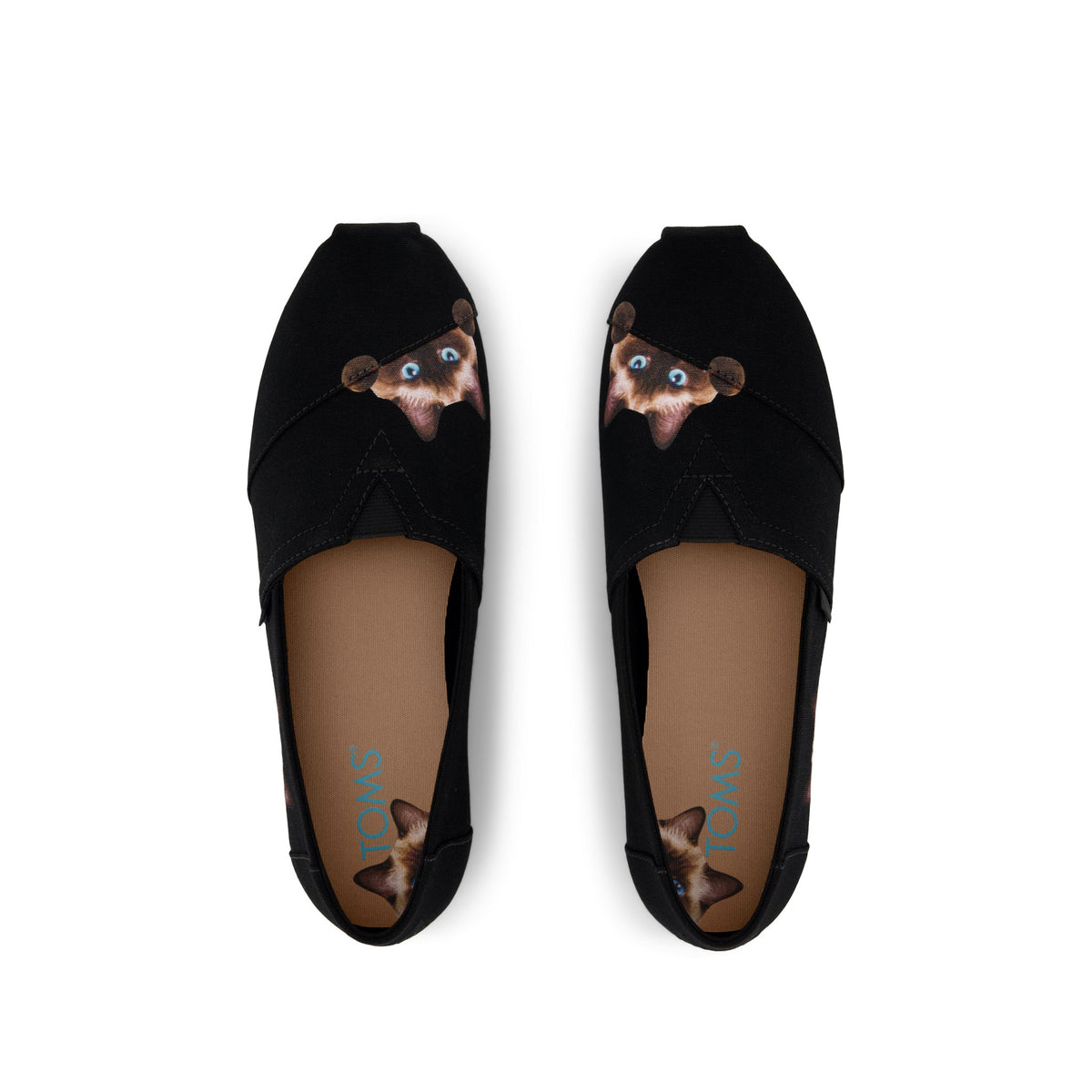 Alpargata Classic - Black Recycled Canvas Cat Print Top View