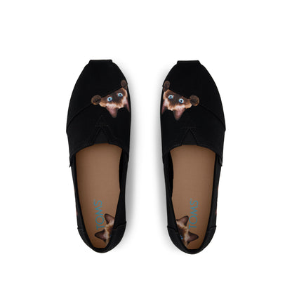 Alpargata Classic - Black Recycled Canvas Cat Print Top View