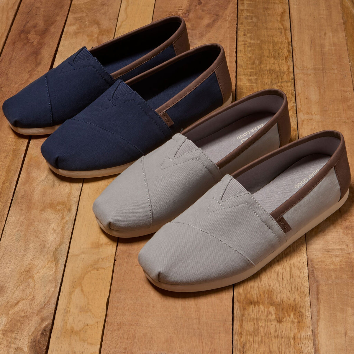 Men's Alpargata Classic Drizzle Grey Brushed Twill Navy Brushed Twil laydown image