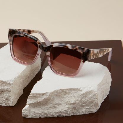Madison Handcrafted Tortoise Pink Fade Sunglasses laydown shot