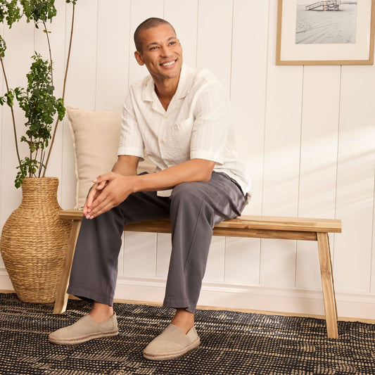 On model image of the Mens dune suede Alpargata Rope 2.0