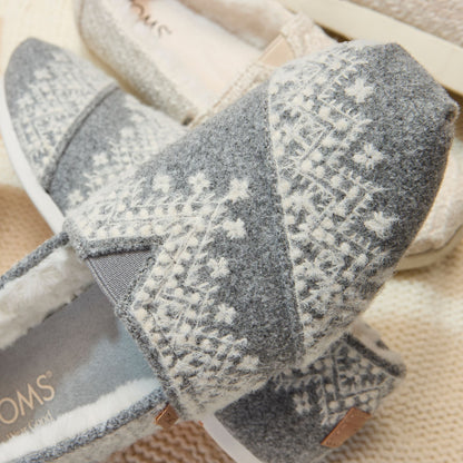 Up close detail shot of the fair isle cozy alpargata